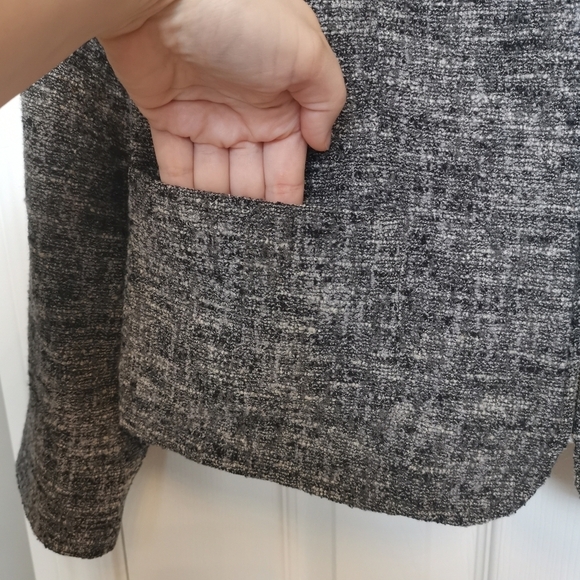 Louben Wool Tweed Blazer Gray Textured Zip Jacket Classic Minimalist Workwear - Picture 4 of 8